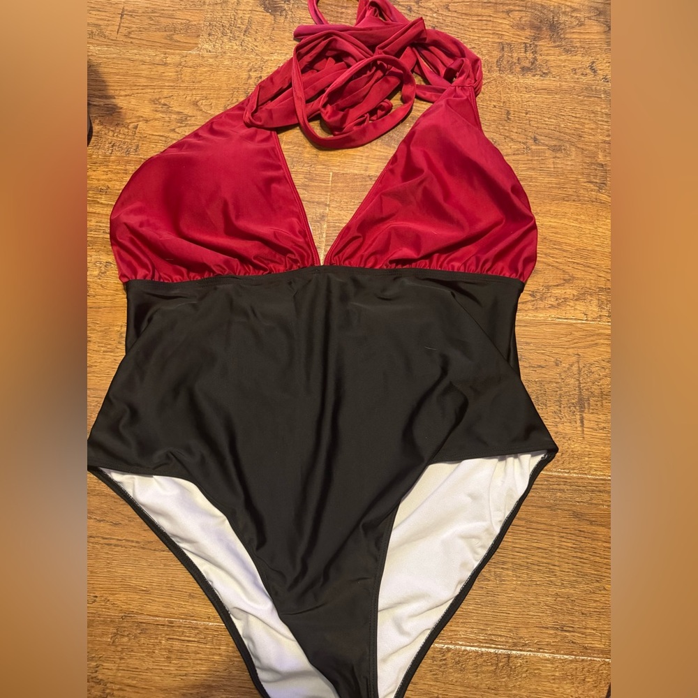 Plunge wrap swimsuit 3X NEW
